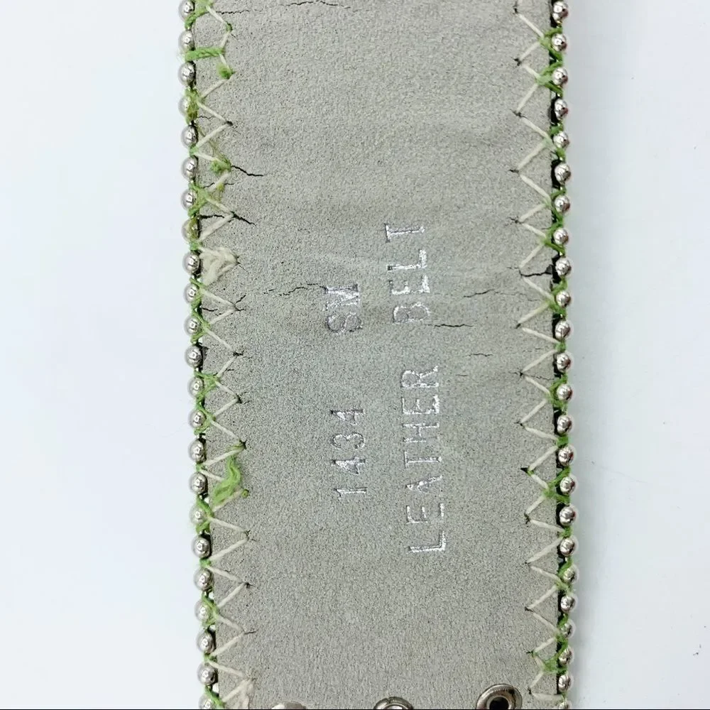 Lime Green Suede‎ Western Belt w/Crystals and Rivets Sz Sm
